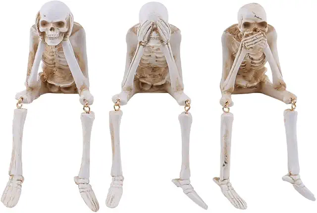 Horen Zien Zwijgen Beeldjes: Halloween Skeletten Decoratie Set van 3