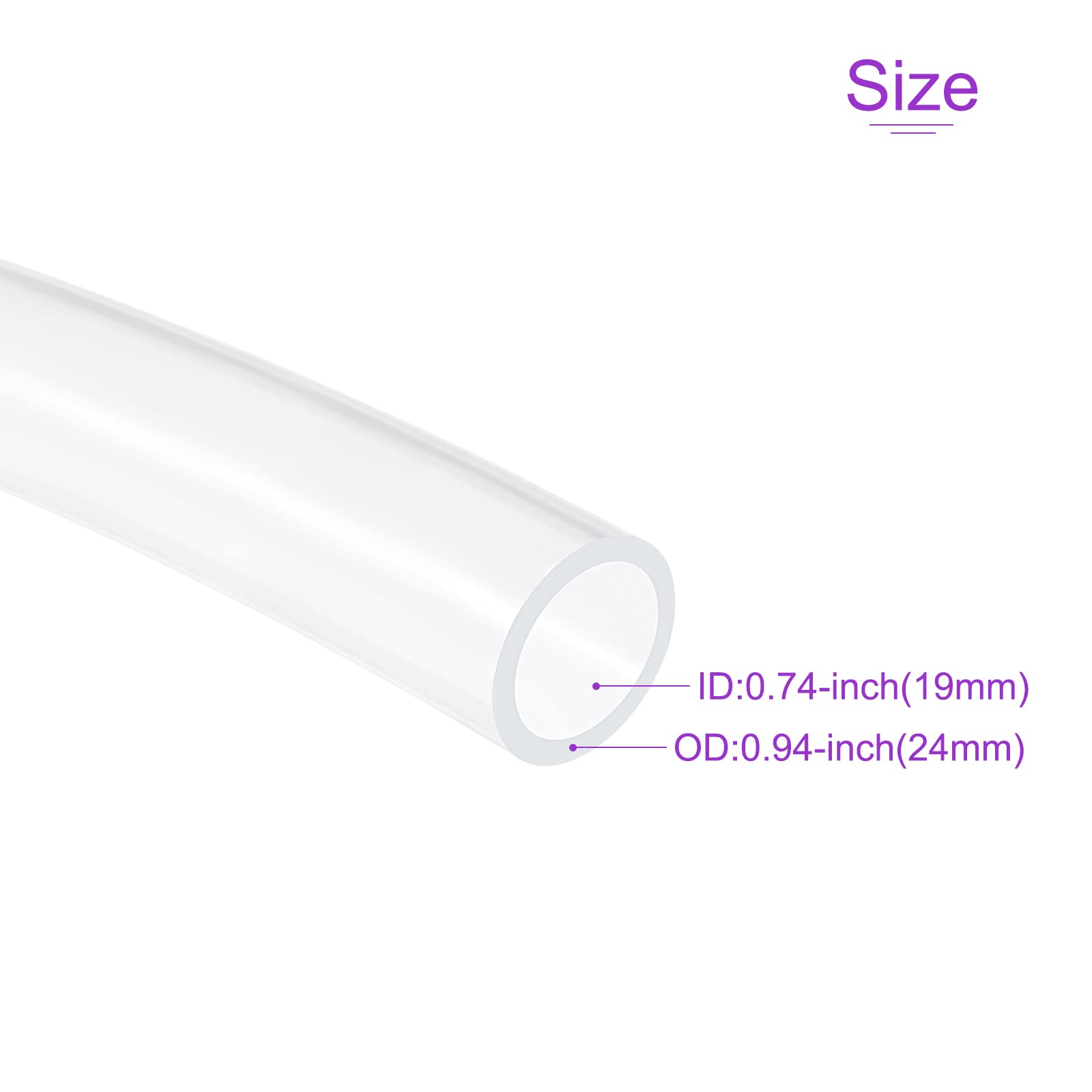 DMiotech 19mm Diametro interno 24mm Diametro esterno PVC Vinile Tubo Flessibile Trasparente Tubo, Vinile Tubo per Olio Trasporto Linea,2.5m Lunghezza
