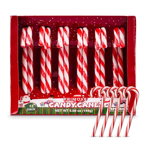Christmas Candy Canes 12 Pack - Classic Red & White Peppermint Cane Sticks Individually Wrapped -...