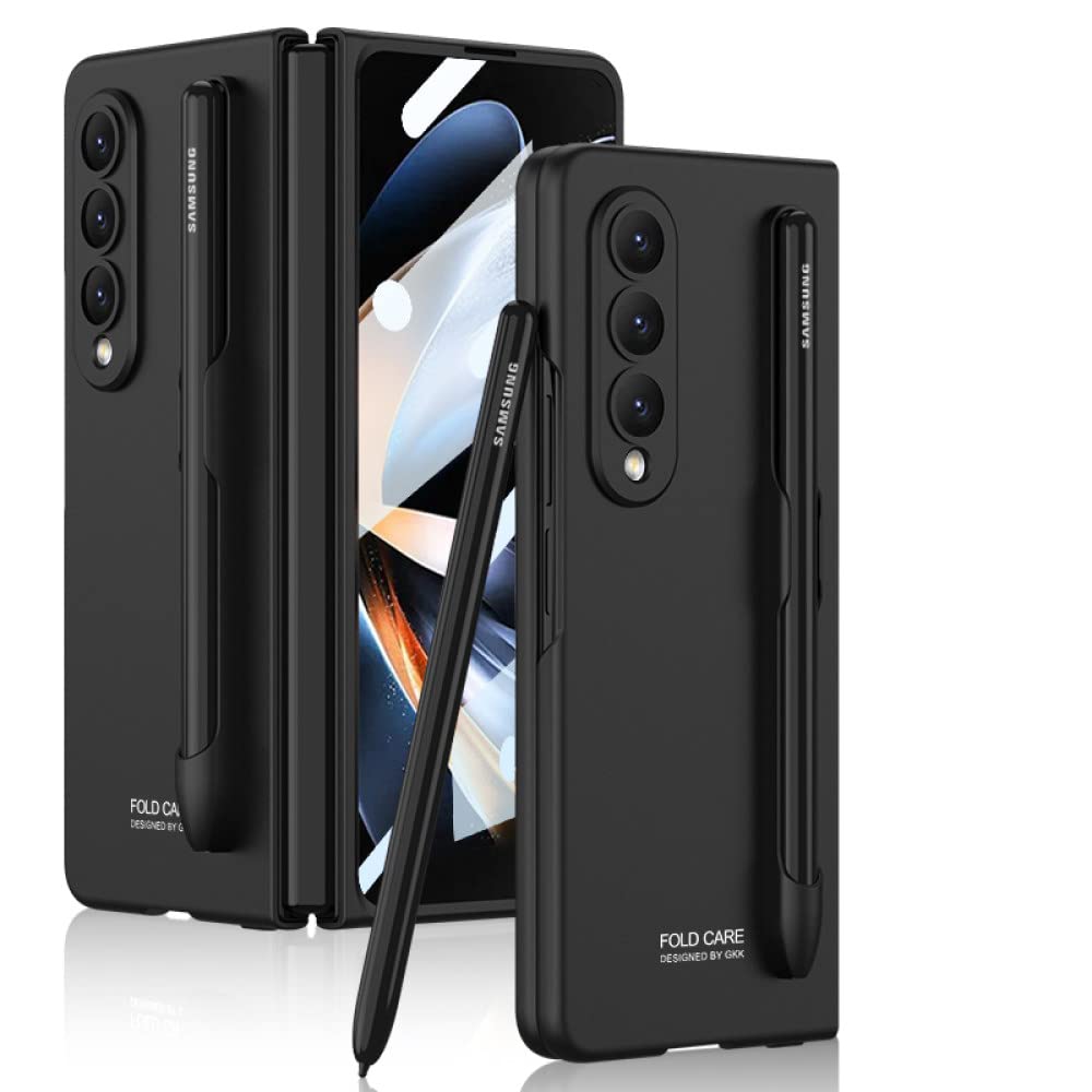 Coque Samsung Z Fold 4 anti-rayures fine noire avec support stylet