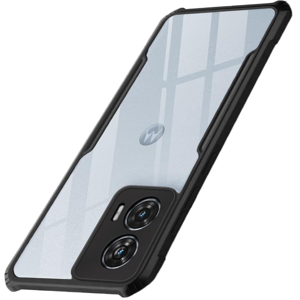 TheGiftKart Shockproof Crystal Clear Back Cover Case for Motorola Moto Edge 50 Fusion 5G / Moto G96 5G | 360 Degree Protection | Protective Design | Transparent Back Cover (PC & TPU, Black Bumper)