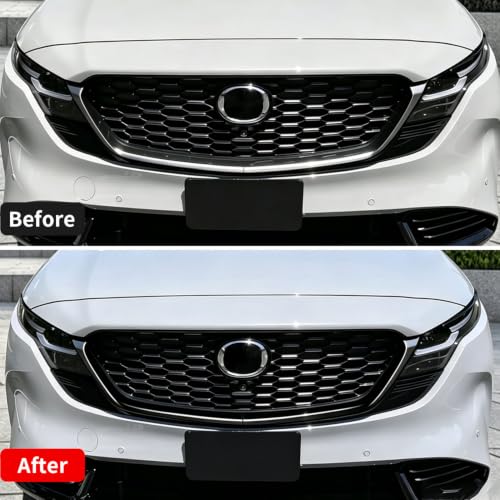 Image of HIGH FLYING for Mazda CX-30 CX30 2019 2020 2021 Exterior Accessories Car Front Grille Inserts Cover Molding Plastic 2pcs (CX-5 2026+ Glossy Black)