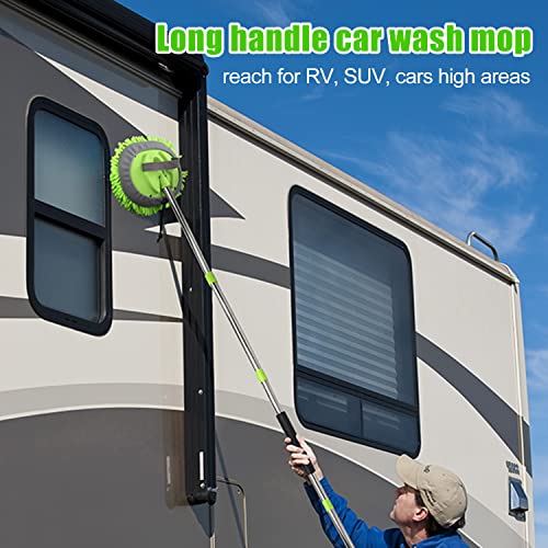 62'' Car Wash Brush With Long Handle Car Wash Mop Mitt Chenille Car Cleaning Kits Windshield Window Squeegee Car Duster Microfiber Towel Gloves For Cars Rv Suv Truck 11Pcs #TOP1
