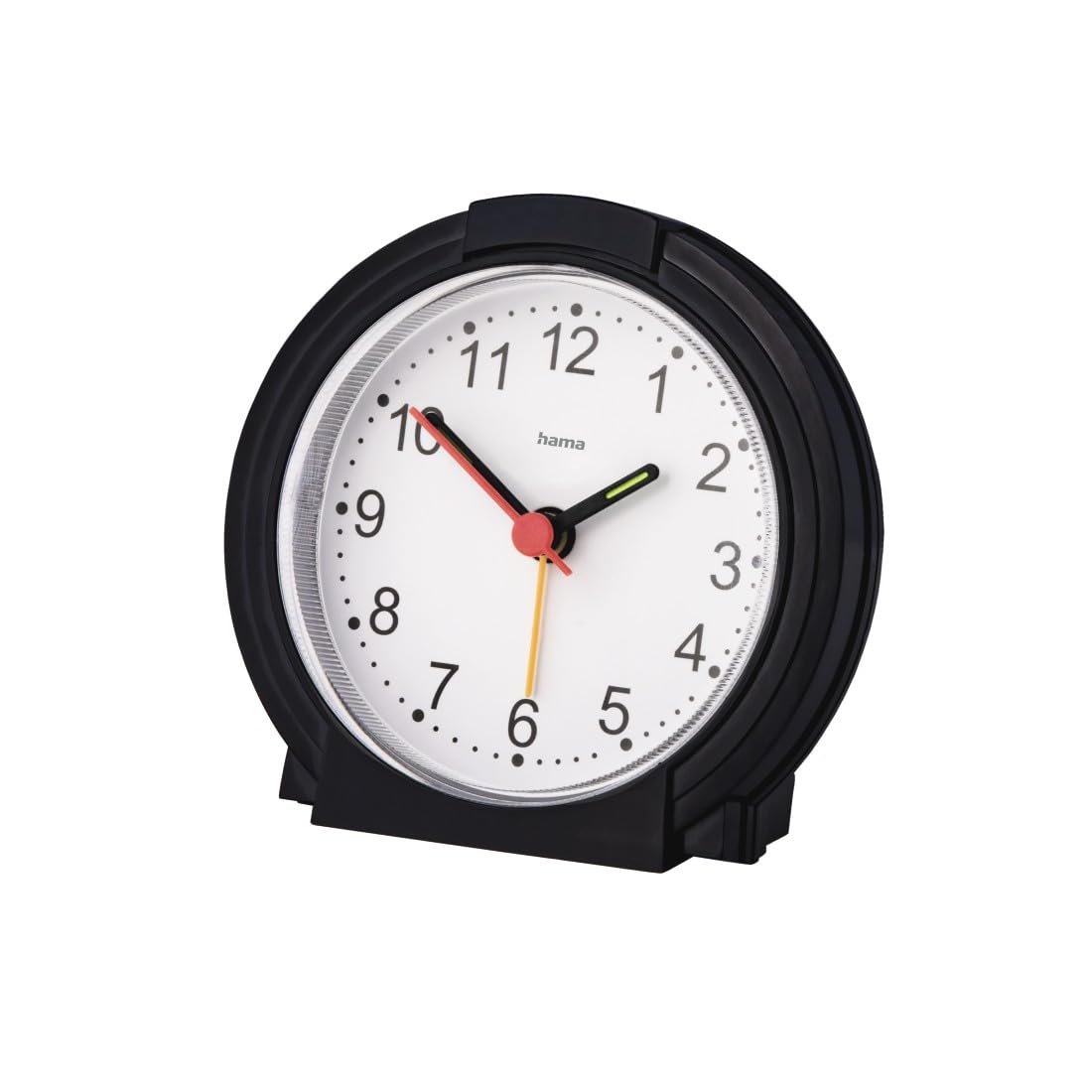 Hama | Reloj Despertador analógico (Classic, Reloj Despertador de Mesa, Silencioso, Agujas Fluorescentes) Negro