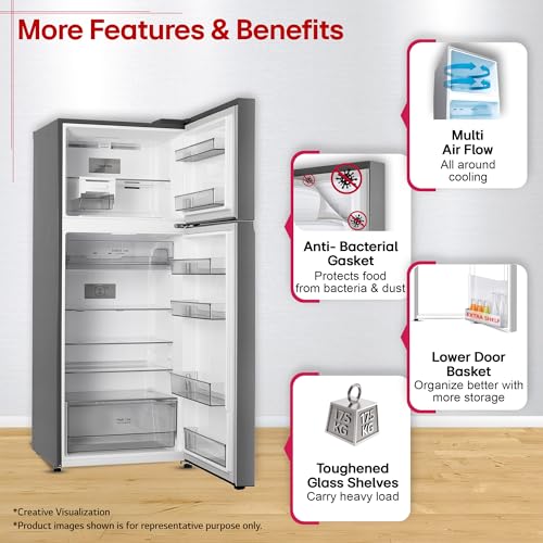 Image of LG 398 L, 3 Star, Convertible, Smart Inverter, Frost-Free Double Door, Wi-Fi Enabled Refrigerator (GLT4036SNPZ, Shiny Steel, Multi Air Flow Cooling with Express Freeze, Smart Diagnosis & Deodorizer)