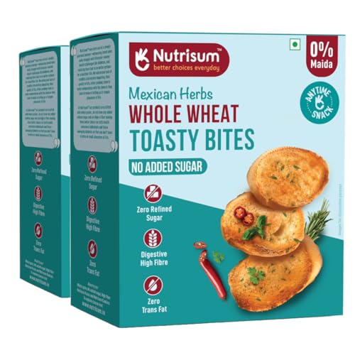 Image of Nutrisum Whole Wheat Rusk, Mexican Herb Toast, No Maida, Sugar Free 150 X 2
