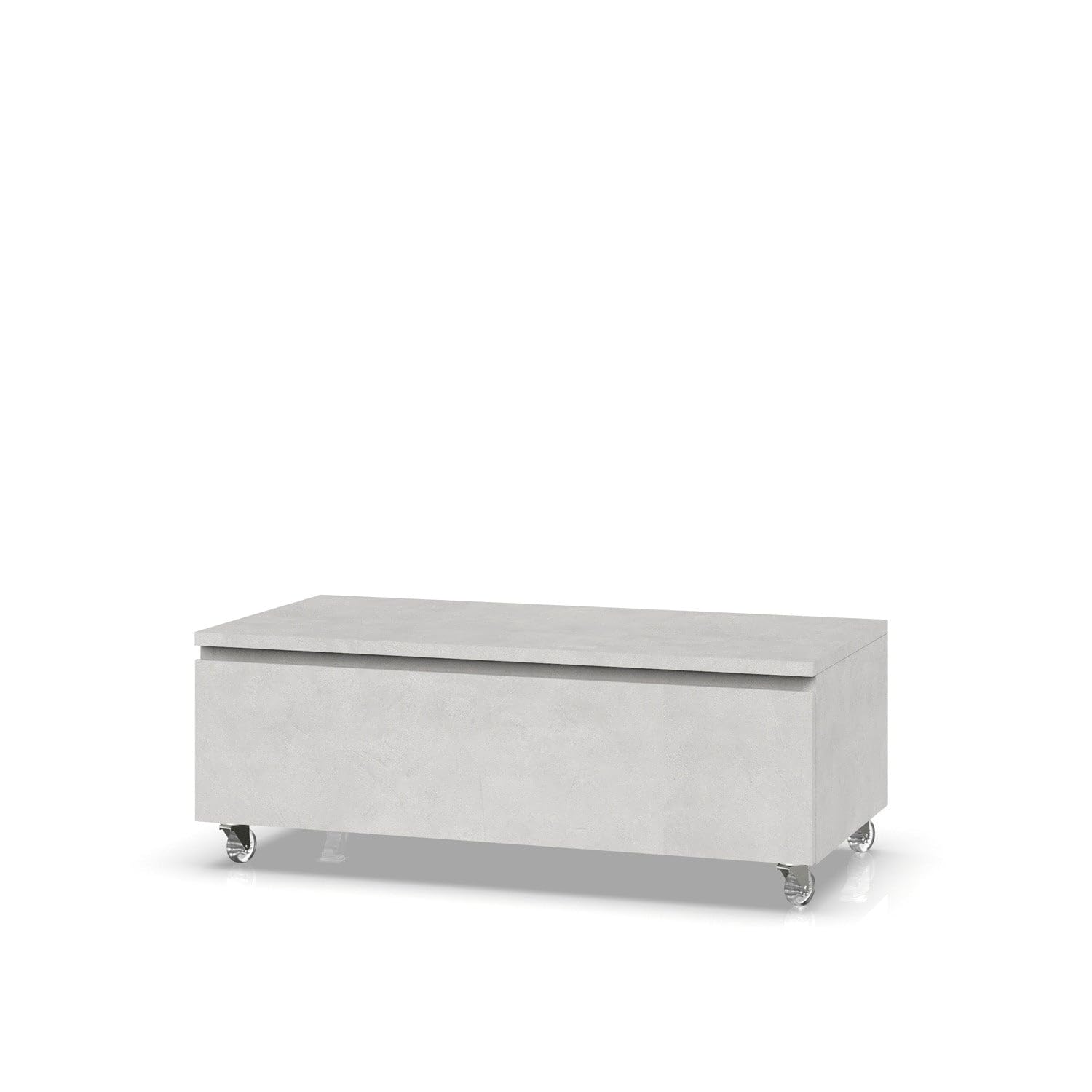 AQA DESIGN accessori casa cassettiera, nr1 cassetto con scorrimento e chiusura soft close, maniglia a gola, nr4 ruote piroettanti, Made in Italy - Bianco - 120x45x32 cm