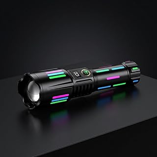 Jouis El Feneri Ultra Güçlü 20.000 Lümen Şarj Edilebilir LED El Feneri - 1500 Metre Menzilli, USB-C Hızlı Şarj, Dijital Göstergeli, Zoom Özellikli Taktik Fener (YÜKSEK PARLAKLIK)