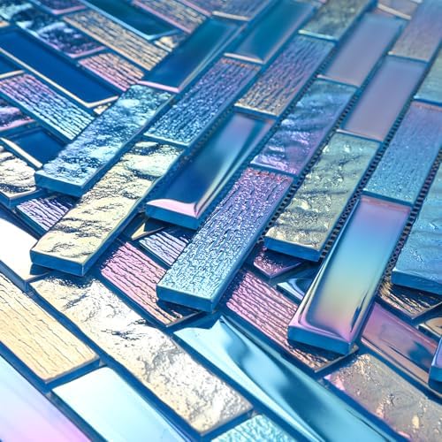 Azulejo de mosaico de vidro Backsplash azul fantasia 30,5 x 30,5 ...