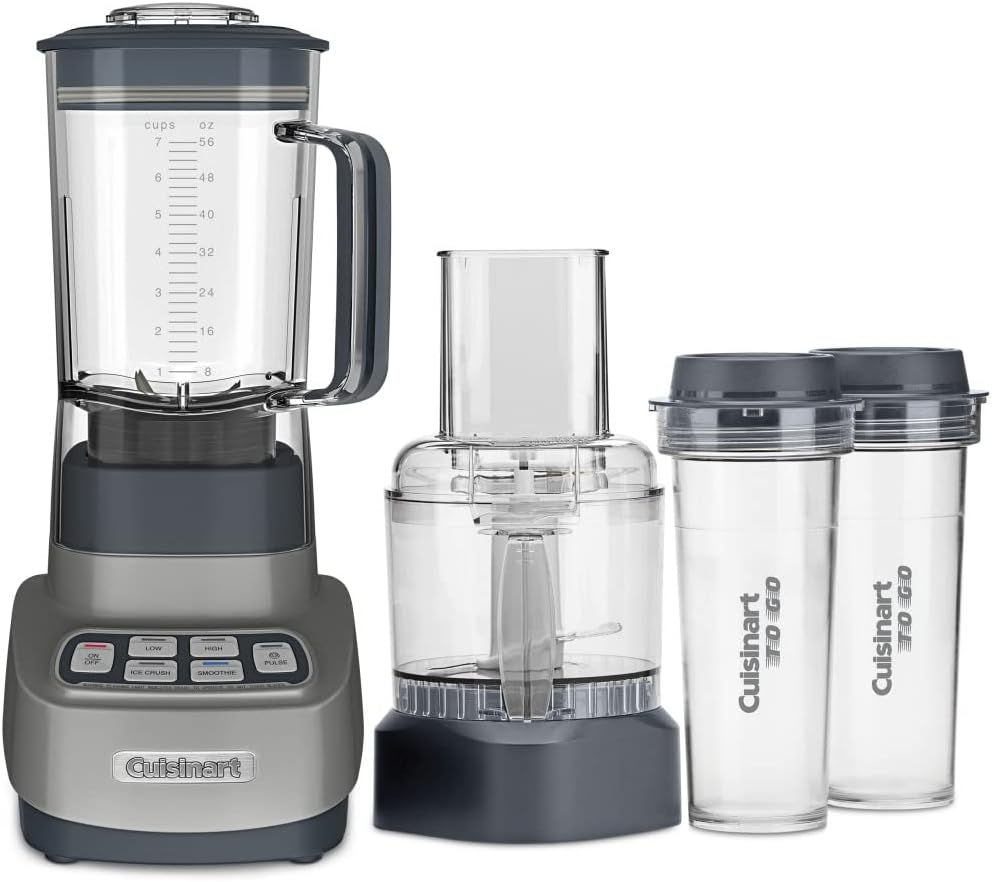 Cuisinart BFP-650GM Velocity Ultra Trio 1 HP Blender/Food Processor with Travel Cups, Gun Metal compact 9