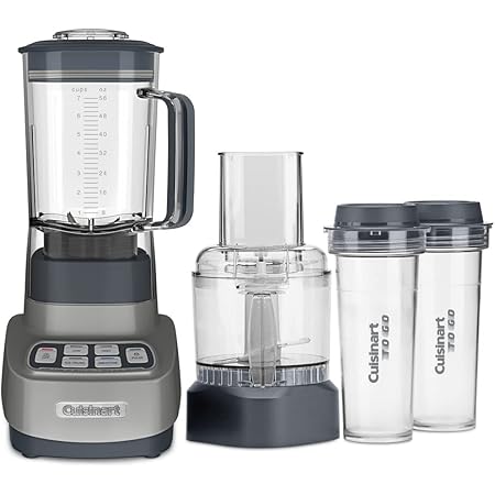Cuisinart BFP-650GM Velocity Ultra Trio 1 HP Blender/Food Processor with Travel Cups, Gun Metal compact 9