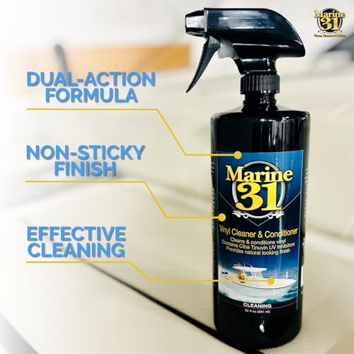 Marine 31 Vinyl Cleaner & Conditioner | Cleans & Protects Marine, Boat, Home & Patio Furniture Vinyl | Restores Flexibility & Shine | 20oz Spray Bottle | M31-400