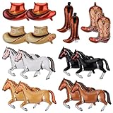 Tailles de ballons: lorsqu'elles sont gonflées, les ballons du chapeau de cowboy mesurent environ 62x40 cm, les bottes rouges autour de 70x42 cm, les bottes brunes d'environ 55x42 cm et les ballons à cheval d'environ 70x52 cm - les tailles d'emballage qui font une déclaration audacieuse.