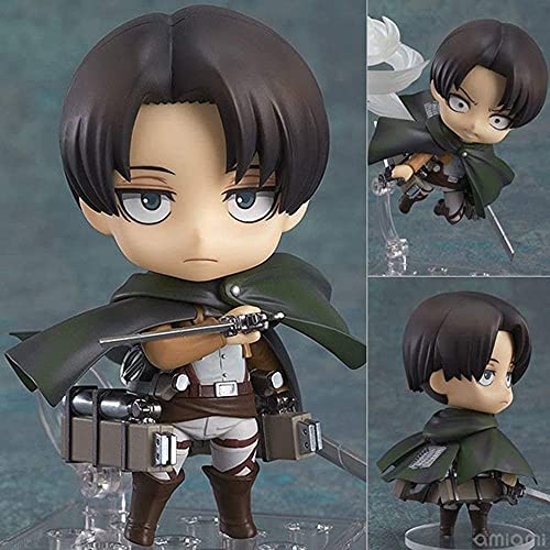 RKJOO Attack on Titan Levi Ackerman Q Version Nendoroid Face Movable Figure 10CM Boxed PVC Anime Cartoon Game Character Model Statue Figure Toy