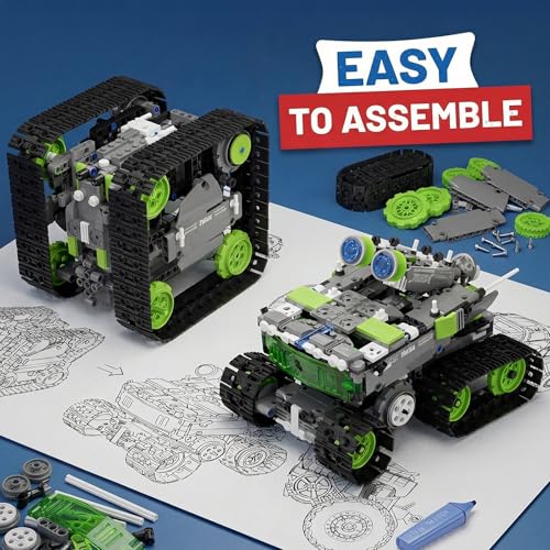 DOLIVE 5 in 1 STEM Robotics Kit, Building Block Set for Kids Ages 8-14, Remote Control and App Controlled Robot/Tank/Transporter/Scout/Engineering Vehicles, Birthday Gift for 8 9 10 11 12+ Years Old - Image 6