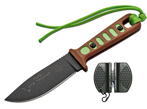 Set: Tops Knives Lite Trekker 02bo272 Cuchillo Cuchillo caza 02tptlt01 afilador G8DS) Cover