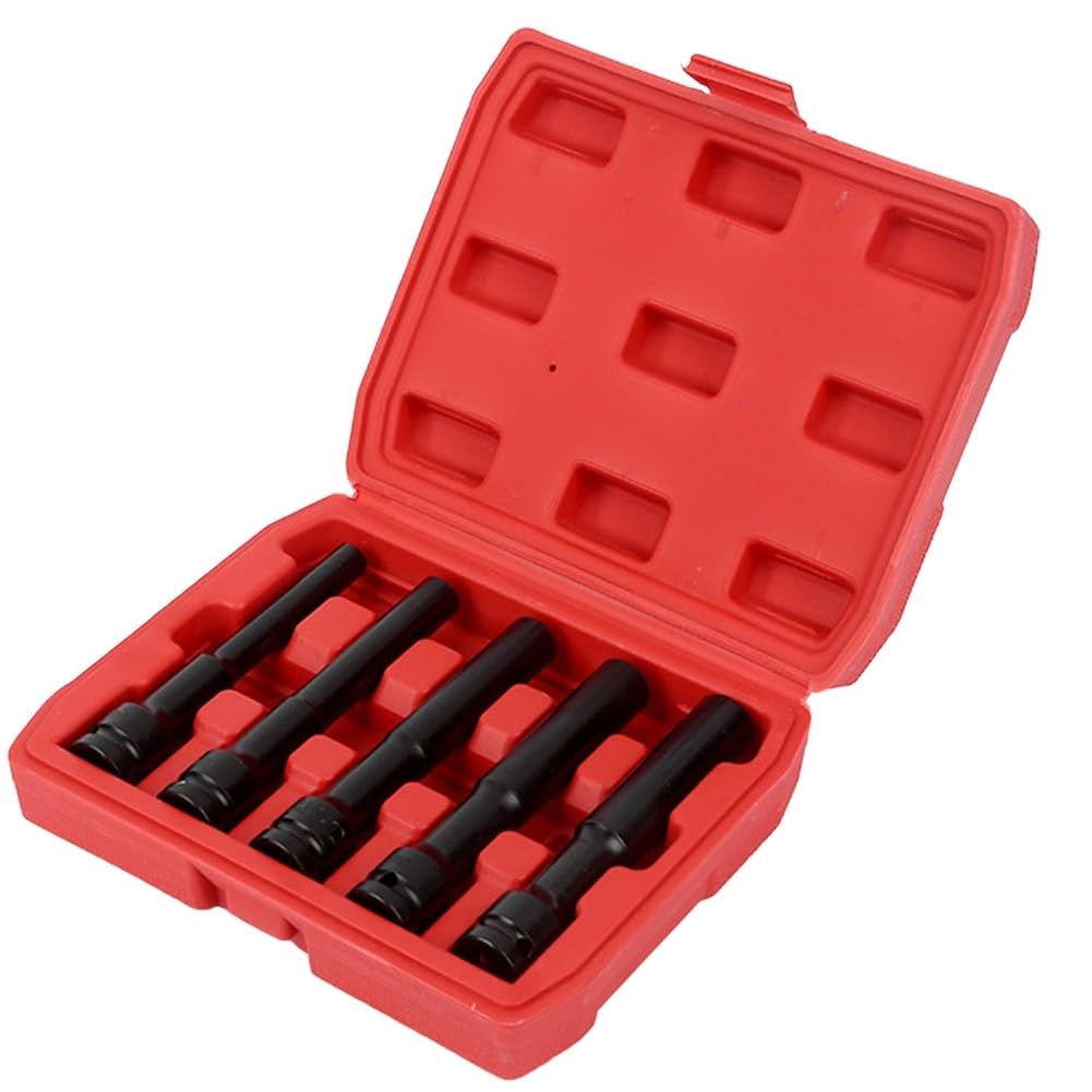 EasyByMall Set di 9 chiavi a bussola esagonali estese da 1/2 pollici, 8-19 mm, adattatore per chiave inglese convertitore con barra di estensione per trapano per cricchetto elettrico