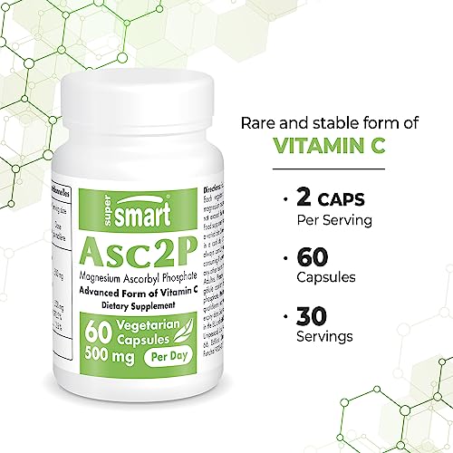 Supersmart - Asc2P 500 Mg Per Day (Magnesium Ascorbyl Phosphate) - Anti-Aging & Antioxidant Supplement - Powerful Form Of Vitamin C | Non-Gmo & Gluten Free - 60 Vegetarian Capsules #TOP3
