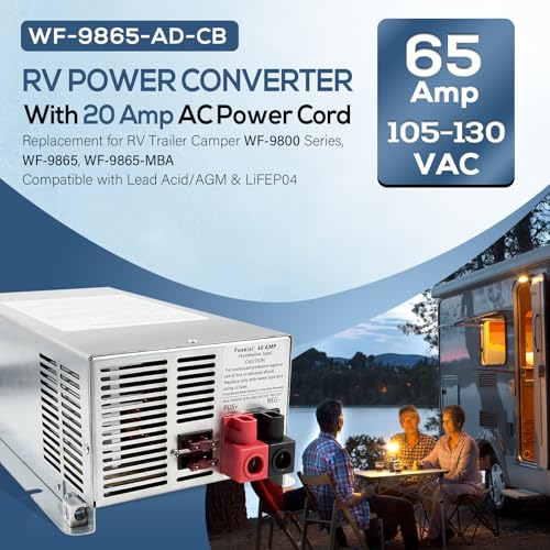 WF-9865-AD-CB Deck Mount Converter Charger, 65 Amp DC Output with 20 Amp AC Power Cord, Replacement for RV Trailer Camper WF-9800 Series, WF-9865, WF-9865-MBA