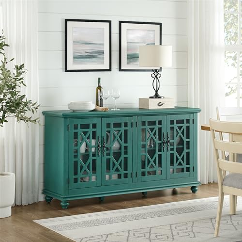 Image of Martin Svensson Home Elegant 63 inch Wood Entertainment Center, Teal-Green