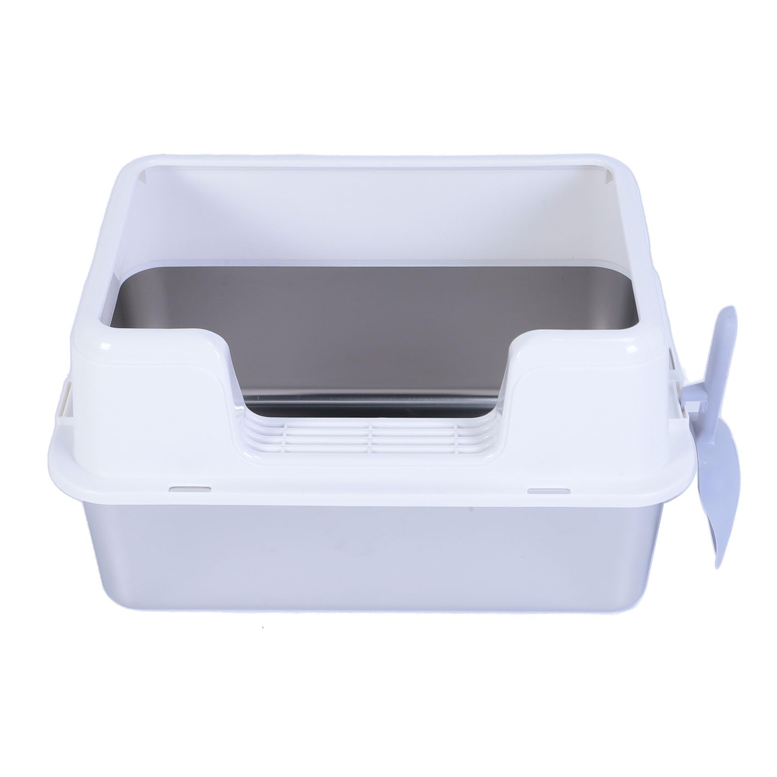 Lettiera Per Gatti In Acciaio Inox - Chiusa 50x35x20 Cm, Con Paletta E Accessori, Antiodore