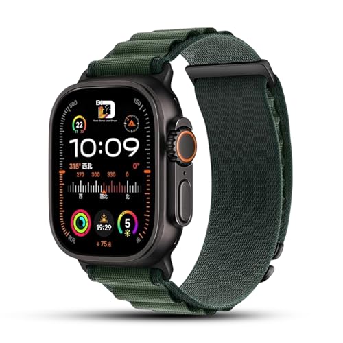 Dado Rugged Nylon Strap Compatible with Apple Watch Ultra 3 | 2 | 1 Series 11 |10 | 9 | 8 Ultra | 8 | 7 Nylon Band with Metal Buckle for Men & Women (Dark Green+Black Buckle 49/46/45/44mm)