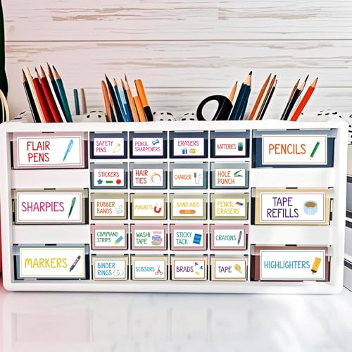 54Pcs Teacher Toolbox Labels Classroom Decoration Self-Adhesive Colorful Toolbox Sticker Tool Box Storage Decal Colorful Organizer Container Decor for Back to School Teacher Supplies