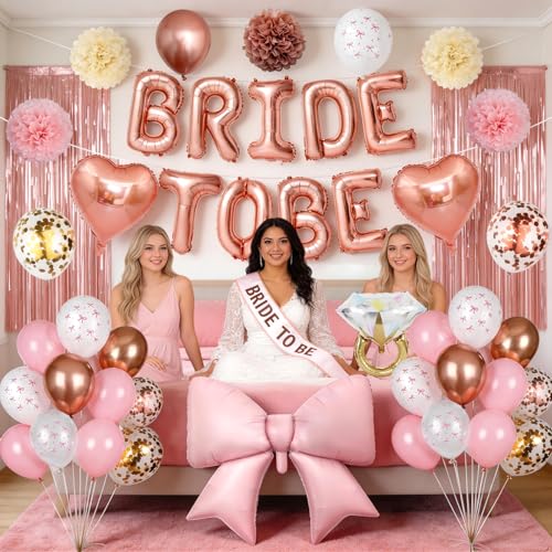Image of Rose Gold Bachelorette Party Decorations,Bride To Be Bridal Shower Balloons