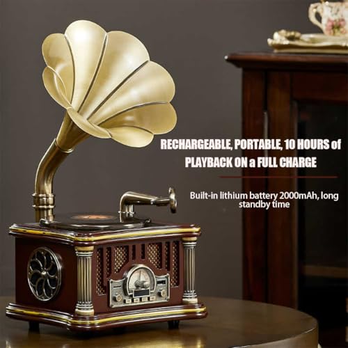 Fonografo in stile vintage con suono stereo 2.1 HIFI, telecomando wireless, USB, riproduzione disco, Bluetooth e radio FM per gli amanti della musica nostalgica