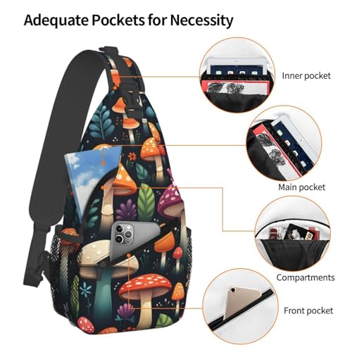 Mochila cruzada Colorful Sewant Mushroom unisex ligera miniatura 4