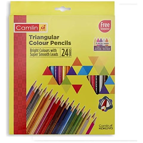 Camlin Triangular Colour Pencil Set with Sharpener - Pack of 24 (Multicolour) Cover