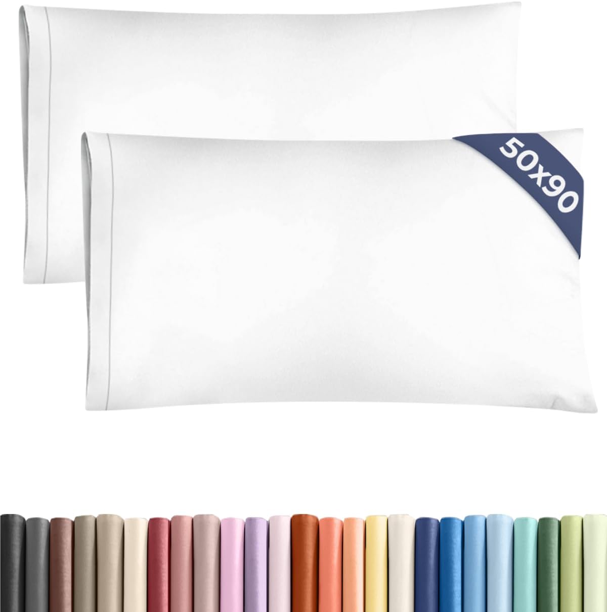 CGK 2 Pack King Size White Pillow Cases Set 50x90 cm with Envelope Closure - Brushed Microfiber - Soft, Wrinkle & Fade Resistant - Breathable, Hypoallergenic & OEKO-TEX Standard 100 Certified