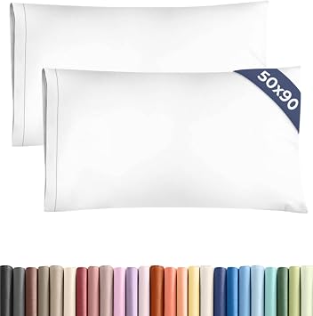 Pillowcases 2 Pack King 50x90 - Microfibre Envelope Closure - White | Brushed, Soft, Wrinkle Resistant, Fade Resistant, Breathable, Hypoallergenic, Machine Washable, Pillow Covers, OEKO-TEX