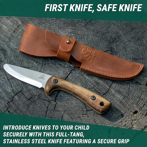 Beavercraft BSH KID Kids Knife Boy Scout Knife - Whittling Knife For Kids Safe Kid Knife Children'S Bushcraft Knife With Sheath Knives thumb #1