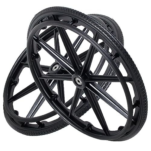 24 x 1 3/8 Wheelchair Rear Wheels (2Pcs), 24" Non-Pneumatic Solid Tire Replacement Back Wheel, Manual Wheelchair Replacement Accessories(Black)