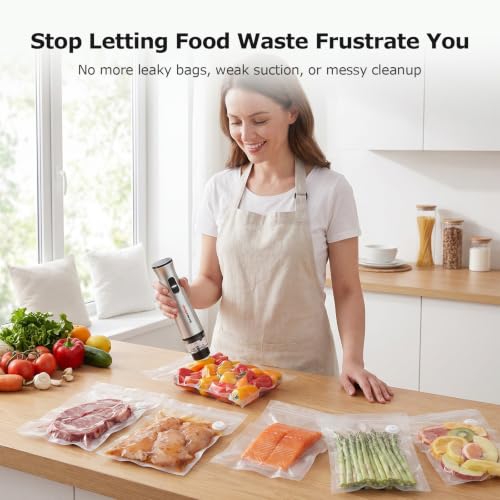 Bonsenkitchen Handheld Wireless Vacuum Sealer w/ 30 Reusable Bags - image 2