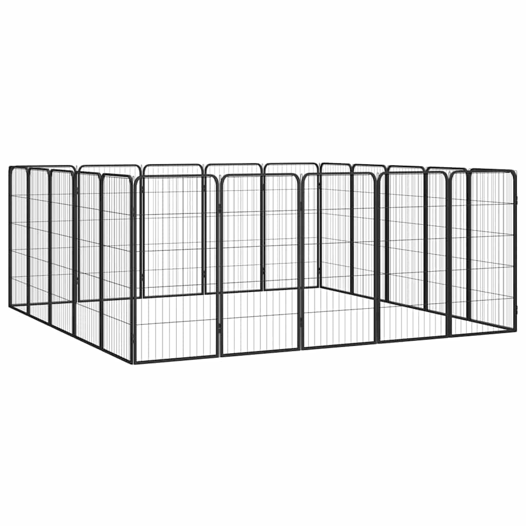 Wybieg dla psów, 20-częściowy, czarny, 50 x 100 cm, stalowy, odporny na warunki atmosferyczne, ze stabilną kratką, bezpieczną ochroną, łatwy montaż "zrób to sam" do ogrodu, na podwórko, taras
