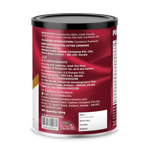 Image of PUREHEART Nutreat Chile Zing Australian Macadamias 454g - Spicy Roasted Macadamia Nuts | Buttery Crunch Snack | Gluten-Free & Keto-Friendly