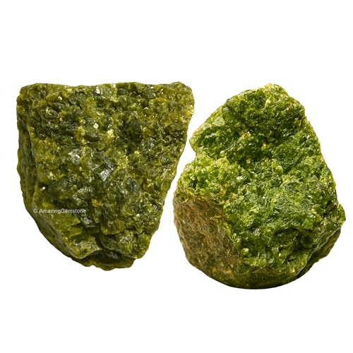 Amazing Gemstone 2 Pieces Green Tourmaline in Matrix Raw Crystals and Healing Stones, Natural Rocks for Tumbling and DIY Raw Stones and Crystals