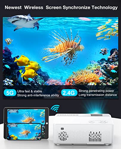 GOMAOGO Beamer, wifi, 5G, Bluetooth 5.1, mini-beamer, 9500 lumen, 1080p, 220 inch display, spiegelfolie, draagbare Full HD-projector voor tv, pc, HDMI, USB, VGA, iOS/Android mobiele telefoon - Image 3