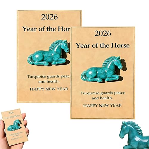 2Pcs Crystal Horse Figurine 2026 Year of The Horse Crystal Statue Decorative Gift for Family Friends A Symbol of Strength & New Beginnings Clear Crystal Horse with Greeting Card