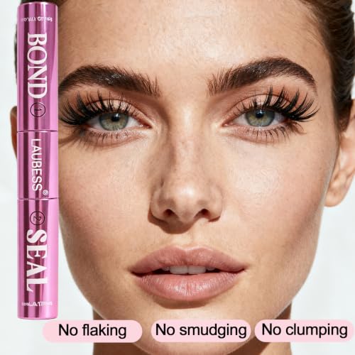 Image of Lash Glue for Eyelash Clusters LAUBESS Waterproof 2-IN-1 Lash Bond and Seal Eyelash Glue Long Lasting 72H DIY Lash Extension Glue Home Use Non-Irritating (Black 5ml+5ml)