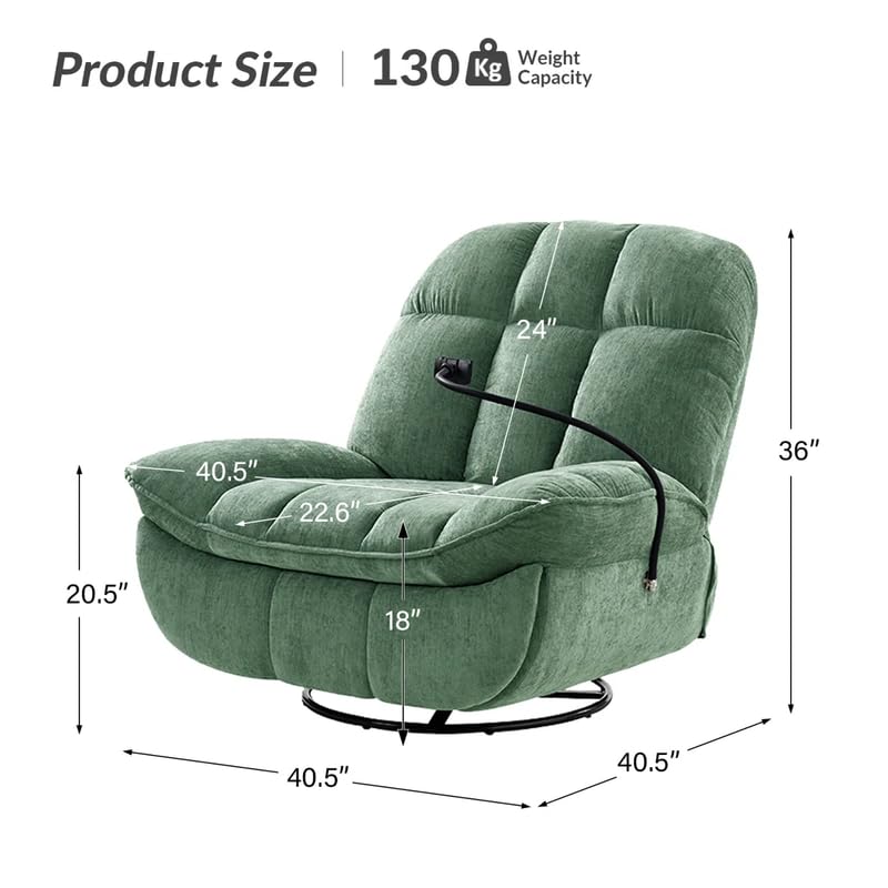 Image of Recliner Sofa 1 Seater Jace Modern Upholstered Manual Swivel Rocker Recliner with Phone Holder Color Gray