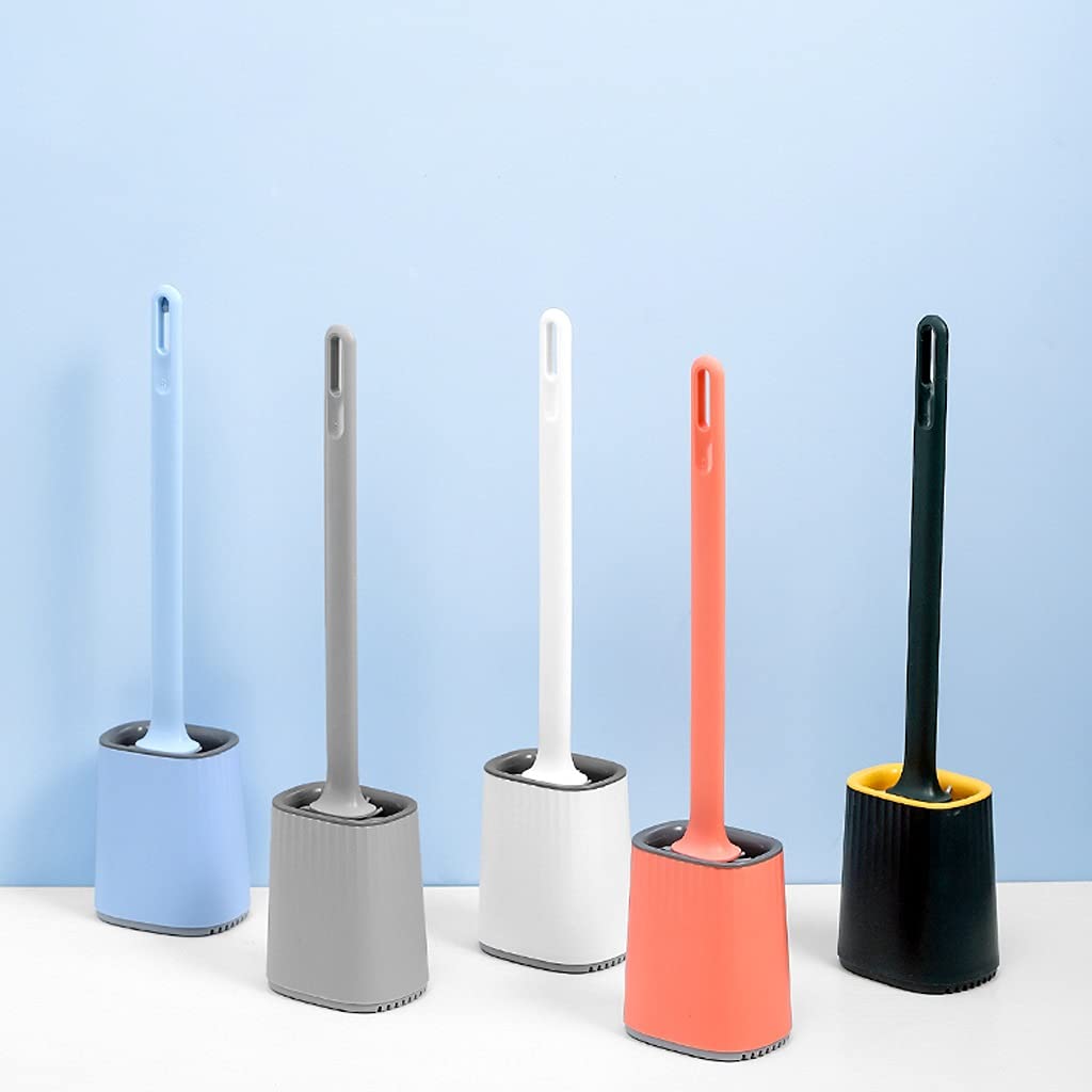 Escobillero de 360° sin Puntos Muertos, Cepillo de Silicona para Inodoro, Cepillo de Pared de Pelo Suave (Color: A) (D)