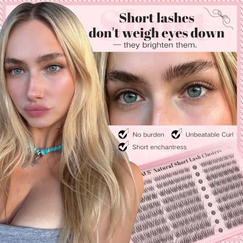 Image of Goddvenus Short Lash Clusters 8-14mm Natural Wispy Eyelash Clusters, C Curl Individual Lashes, Fluffy False Eyelashes for DIY Cluster Eyelash Extensions for Everyday Wear