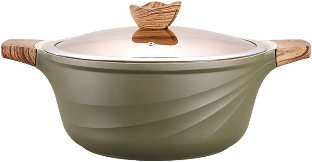 Glass Lid Nonstick Stock Pot, Round Heat Resistant Casserole Vegetable Saucepan Multipurpose Casserole 7.4 Quart