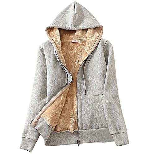 Peigen Winter Coats for Women, Warm Fleece Jacket Coat Long Sleeve Casual Zip Up Hooded Sweatshirt for Women Elegant Outwear