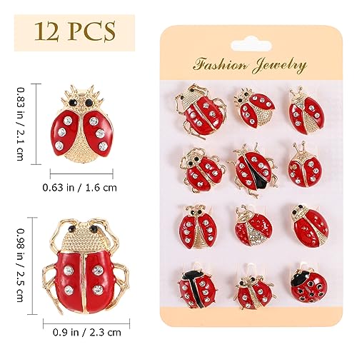 Image of Abaodam 12Pcs Ladybug Brooch Pins Small Lapel Pins for Women Insect Brooch Creative Clothing Corsage Party Accessories for Girls Ladies