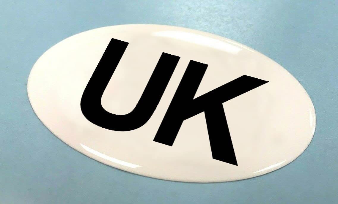Gelz Black Uk Car Oval Gel Domed Sticker 75Mm X 43Mm Sticker/Decal - Retro - On White