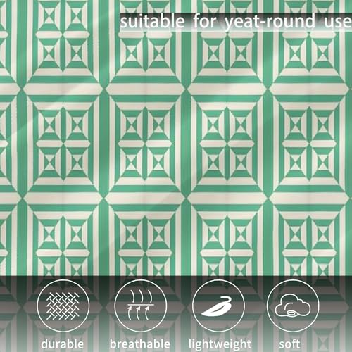 Drap housse géométrique vert 160x200 pour transformer votre chambre en un cocon de fraîcheur